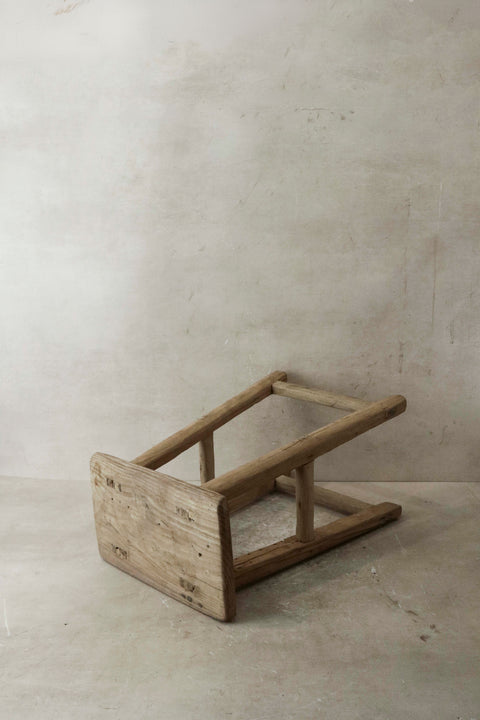 Vintage Rustic Elm Wood Stool - Medium - No 36