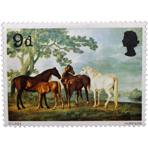 George Stubbs 1967 Stamp United Kingdom Elizabeth II 9 d - British Penny Mares and Foals in a Landscape