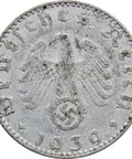 1939 J Germany 50 Reichspfennig Coin