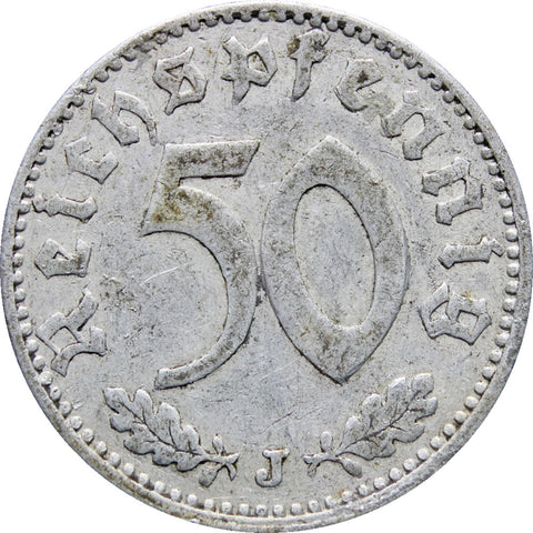 1939 J Germany 50 Reichspfennig Coin