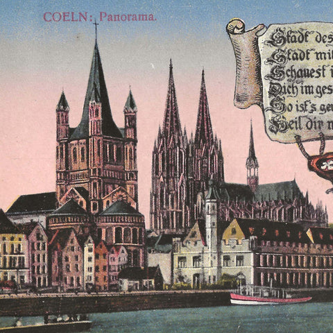 Germany Köln Panorama View Antique Postcard