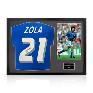 Gianfranco Zola Signed Italy Shirt Classic Frame