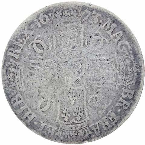Great Britain 1673 Crown Charles II Silver Coin (3rd portrait)