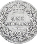 Great Britain Queen Victoria 1880 Shilling Silver Coin