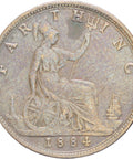 Great Britain Queen Victoria 1884 Farthing Bronze Coin (2nd portrait)