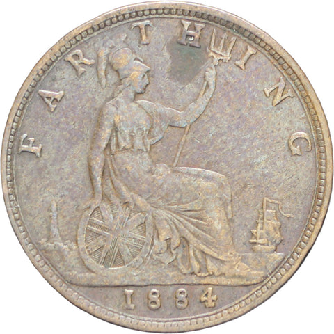 Great Britain Queen Victoria 1884 Farthing Bronze Coin (2nd portrait)