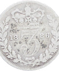 Great Britain Queen Victoria 1886 3 Pence Silver Coin (1st portrait)