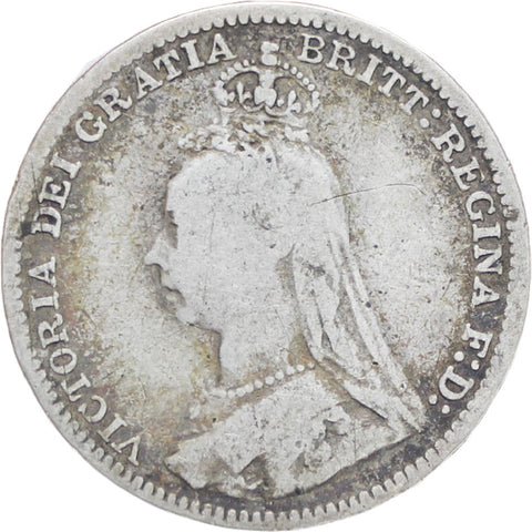 Great Britain Queen Victoria 1890 3 Pence Silver Coin (2nd portrait)