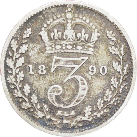 Great Britain Queen Victoria 1890 3 Pence Silver Coin (2nd portrait)