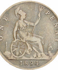 Great Britain Queen Victoria 1894 One Penny Bronze Coin
