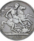 Great Britain Queen Victoria Crown 1890 Silver Coin