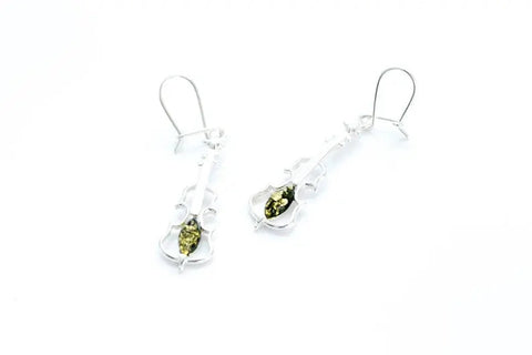 Boucles d'oreilles violon en ambre vert