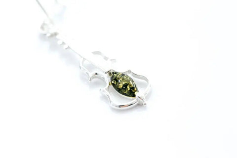 Boucles d'oreilles violon en ambre vert