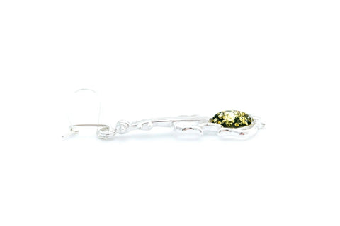 Boucles d'oreilles violon en ambre vert