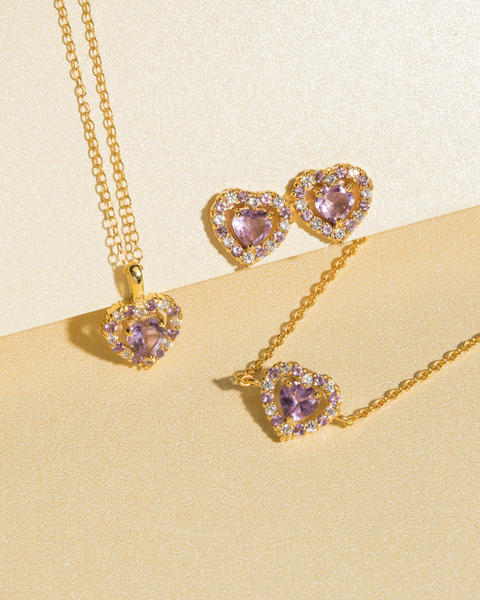 Lila Herz-Lavendel-Amethyst-Armband in 18 Karat Gold Vermeil