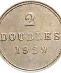Guernsey 1929 H 2 Doubles Coin