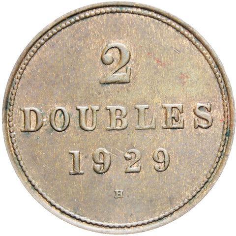 Guernsey 1929 H 2 Doubles Coin