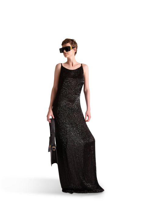 Hand Embroidered Katdana Beaded Evening Dress