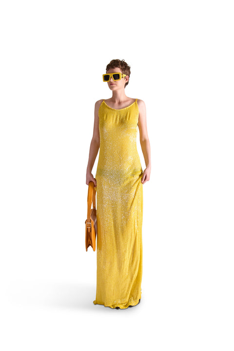 Hand Embroidered Katdana Beaded Evening Dress