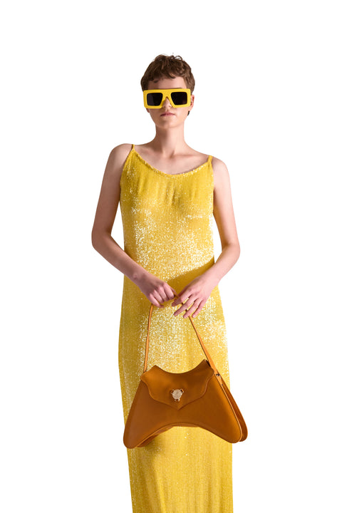 Hand Embroidered Katdana Beaded Evening Dress