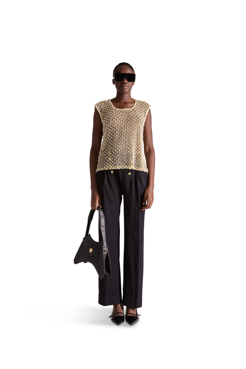 Hand Embroidered beaded pearl top