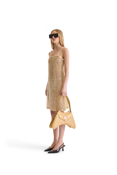 Hand Embroidered Pearl Short Dress