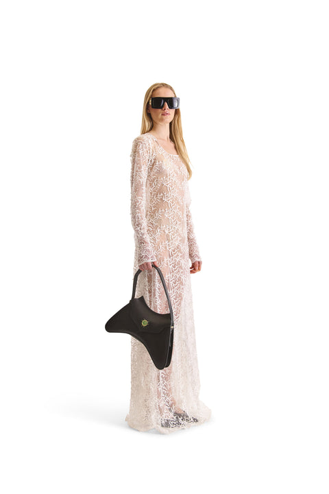 Hand Embroidered Sheer Evening Dress