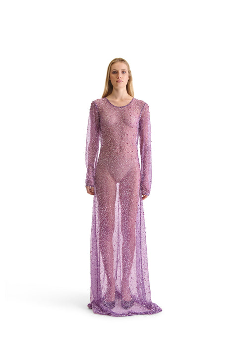 Hand Embroidered Beaded Evening Dress