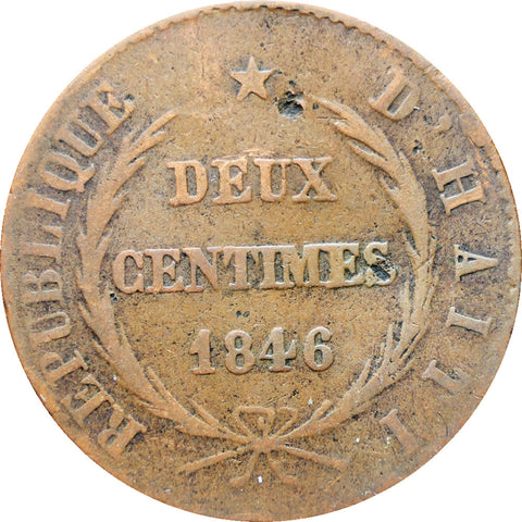 Haiti 1846 2 Centimes Coin