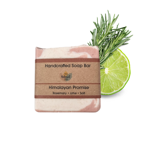 Himalayan Promise Soap Bar | Rosemary Lime & Himalayan Pink Salt Natural Handcrafted Soap | Vegan, Plastic-Free Skincare | 2 Styles Available