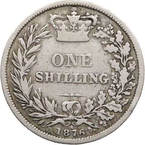 1876 Shilling Victoria Coin Silver GB