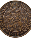 1916 2½ Cent Netherlands Coin Kingdom of the Netherlands