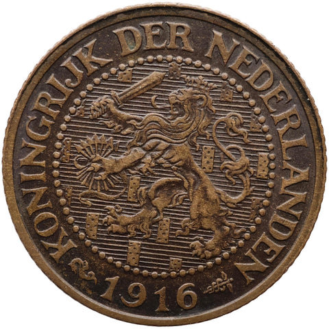 1916 2½ Cent Netherlands Coin Kingdom of the Netherlands