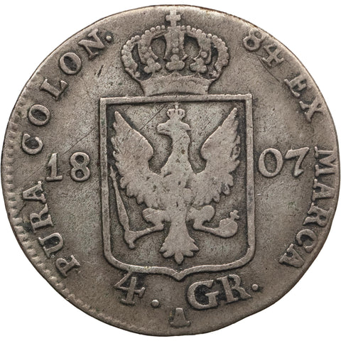 1807 A 4 Groschen Prussia Frederick William III Coin Berlin Mint
