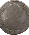 1808 MAI 2 Reales Spain Coin Charles IV Silver Madrid Mint