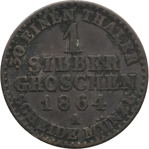 1864 A 1 Silbergroschen Prussia Germany Coin William I Berlin Mint 