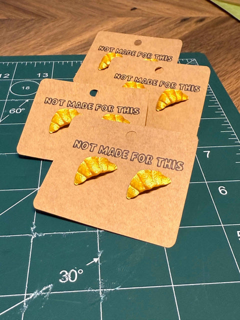 Croissant Stud Earrings | 3D Printed Food Earrings | Baking Gift