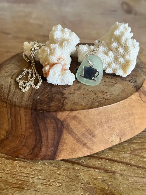 Cup of Tea Scottish Seaglass 925 Pendants