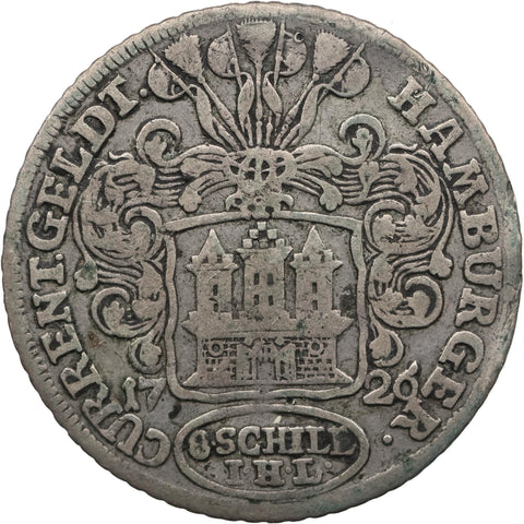 1726 IHL 8 Schilling Hamburg German states Silver Coin
