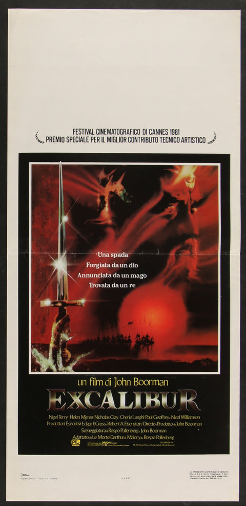Excalibur (1981) Affiche de film italienne originale