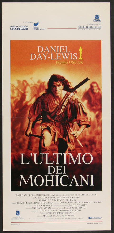 Affiche de film originale italienne de "The Last Of The Mohicans" (1992)