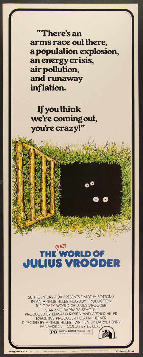 The Crazy World Of Julius Vrooder (1974) Original US Insert Movie Poster