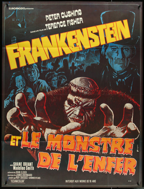 Frankenstein et le Monstre de l'Enfer (1974) Affiche de film française originale grand format