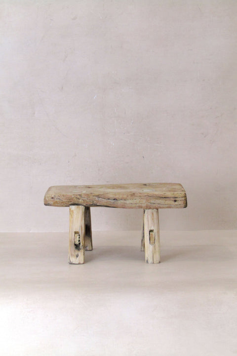 Vintage Rustic Elm Wood Stool - Small - No 25