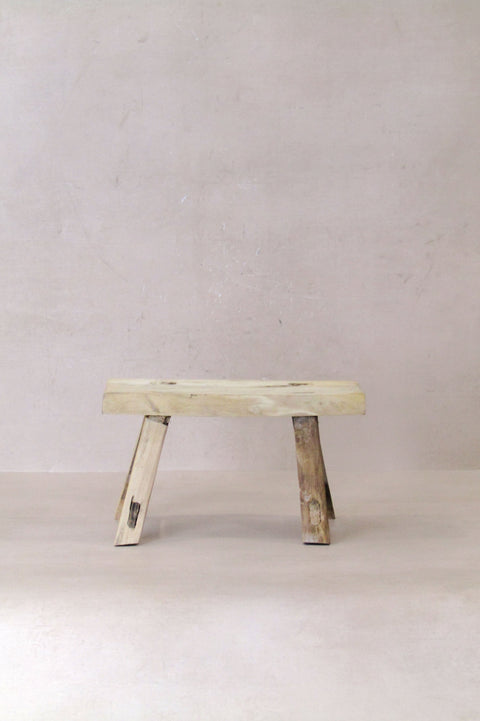 Vintage Rustic Elm Wood Stool - Small - No 26