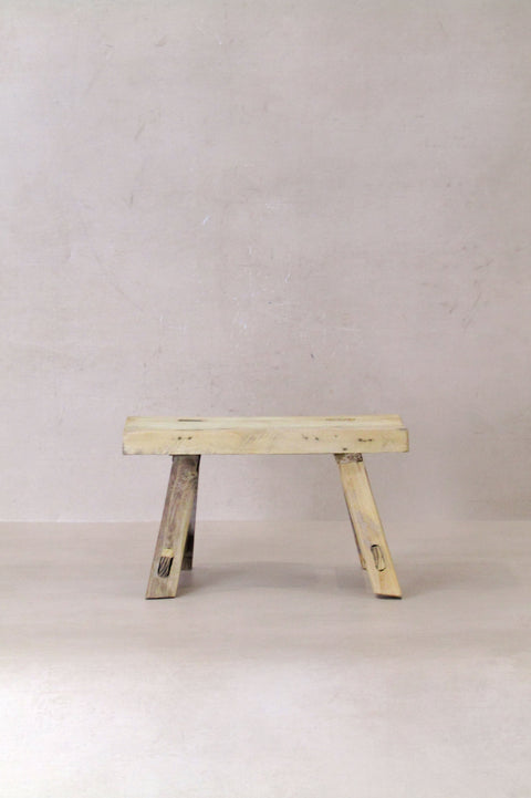 Vintage Rustic Elm Wood Stool - Small - No 26