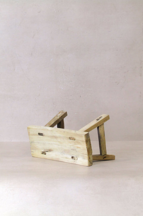 Vintage Rustic Elm Wood Stool - Small - No 26