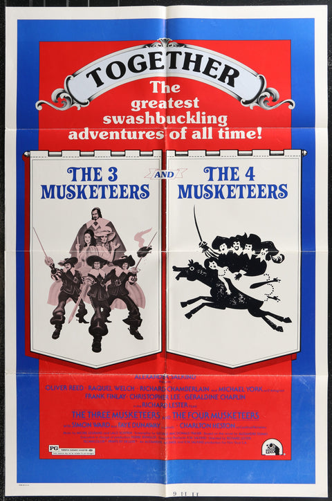 Affiche de film originale américaine (One Sheet) des films Les Trois Mousquetaires et Les Quatre Mousquetaires (1976)