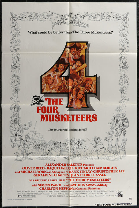 Affiche de film originale américaine (One Sheet) du film Les Quatre Mousquetaires (1975)