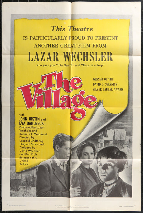 Affiche de film originale américaine (One Sheet) du film The Village (1953)